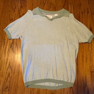 Original Weatherproof Vintage Green Striped Polo